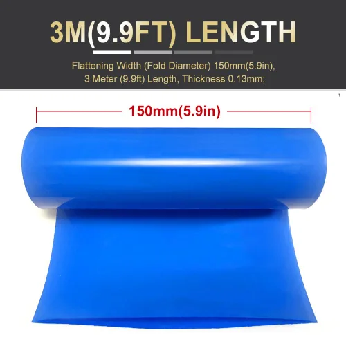 Miniatura 4 de Tubo termorretráctil de PVC de 5.9 pulgadas de ancho plano para baterías de litio 18650 21700, paquetes de baterías de bricolaje, longitud azul, 9.9