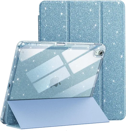 JETech Funda de purpurina para iPad Air de 11 pulgadas M3/M2 (2025/2024), iPad Air 5/4 (2022/2020 5ª/4ª) con soporte para lápiz, funda delgada y