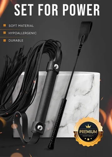 Miniatura 3 de Black Sex Whip Adult Crop 18 "BDSM Látigo Set Bondage Flogger Kit Crop Sex Set Adulto Crop Paddle Spanking BDSM Set Spanking Paddle Adultos Flogger