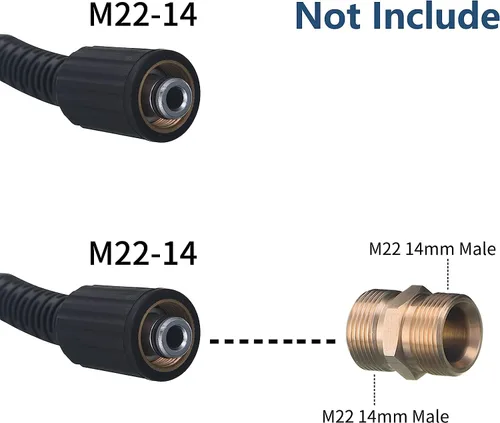 Miniatura 7 de Tool Daily Manguera de lavadora de alta presión, 25 pies x 1/4 pulgadas, 3600 PSI, M22 0.551 in, manguera de repuesto para la mayoría de las marcas