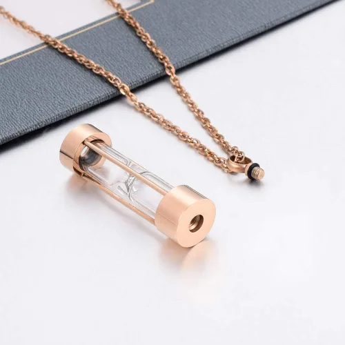 Miniatura 11 de abooxiu Collar de urna de reloj de arena para cenizas, joyería de cremación para cenizas, collar de cenizas de recuerdo conmemorativo de acero