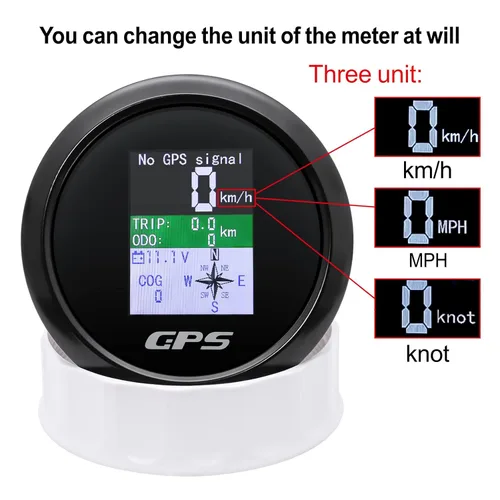 Miniatura 3 de Velocímetro GPS 3-3/8 "3.346 in barco GPS velocímetro odómetro impermeable antena blanca TFT pantalla digital MPH nudos km/h para barco marino 9-33V
