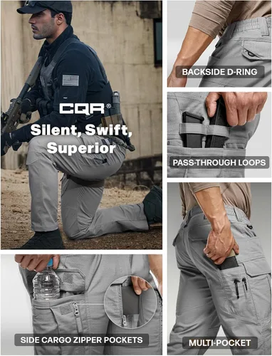 Miniatura 212 de CQR – Pantalones tácticos elásticos tipo cargo para hombre, resistentes al agua, de tela ripstop (antidesgarros), ligeros, ideales para uso diario