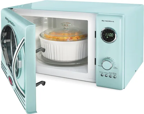 Miniatura 4 de Nostalgia Horno microondas retro para encimera + tostadora ancha de 2 rebanadas