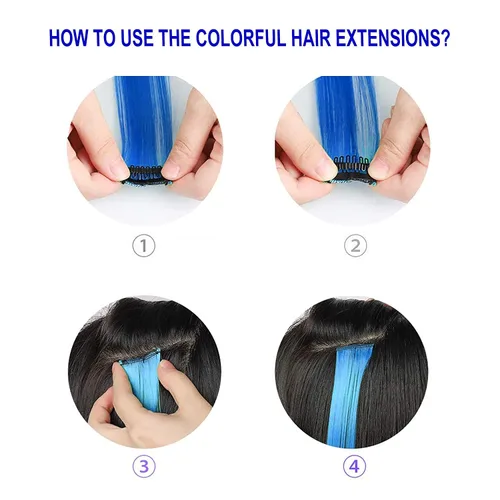 Miniatura 5 de 12 extensiones de cabello rizado de colores con reflejos para fiesta, multicolores ondulados, extensiones de cabello sintético de arco iris