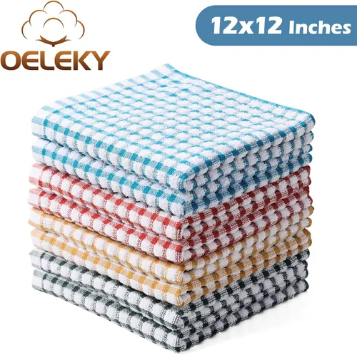 Miniatura 2 de Oeleky Paños de cocina 100% algodón para lavar platos, trapos de cocina de 12 x 12 pulgadas, paños de cocina absorbentes, paquete de 8, paños