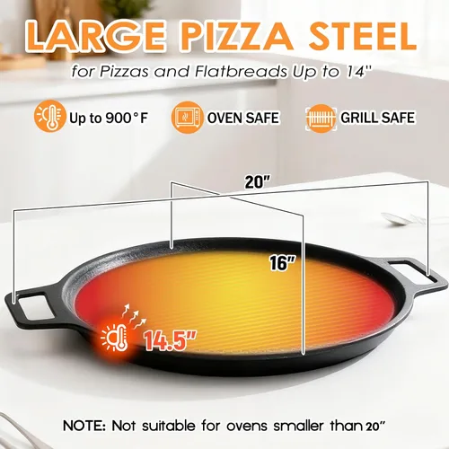 Miniatura 4 de Acero antiadherente para pizza grabado con láser, sartén para pizza de acero híbrido de 3 capas con núcleo de aluminio, mejor conductividad térmica