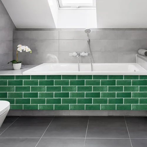 Miniatura 9 de Azulejos de metro verde pavo real de 10 hojas para despegar y pegar, azulejos autoadhesivos 3D para cocina, baño, azulejos de mosaico adhesivo de 12