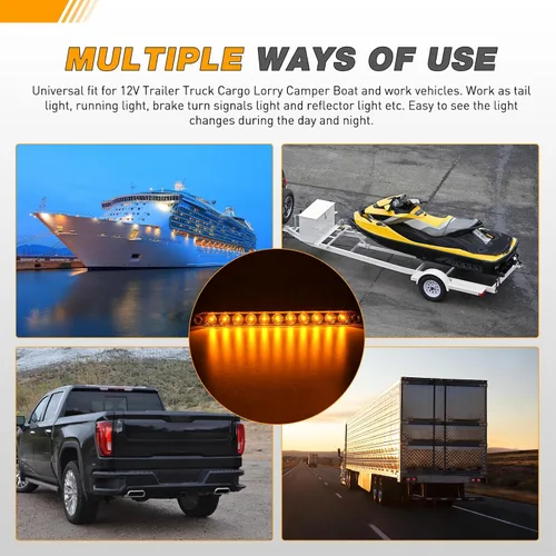 Miniatura 6 de GOOACC Barra de luz de remolque de 16 pulgadas, 2 unidades, 11 luces LED ámbar señales de giro intermitentes izquierda derecha, luces marcadoras