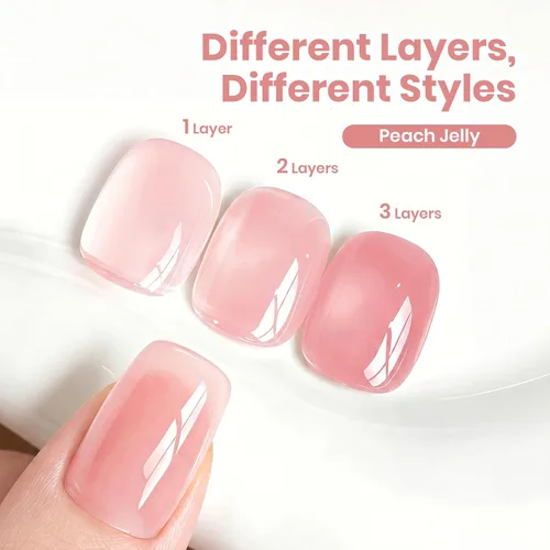 Miniatura 3 de Beetles Esmalte de uñas en gel, 1 unidad de 15 ml/0.5 oz, color natural, esmalte de uñas en gel neutro, color durazno (Peach), esmalte translúcido