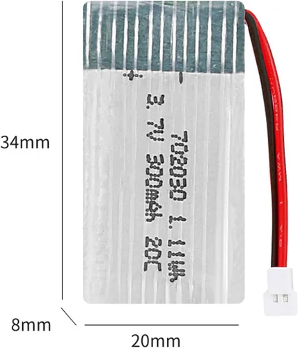 Miniatura 2 de Batería de polímero de litio 3.7 V 300 mAh 702030 Lipo Recargable Batería de iones de litio de repuesto con conector XH2.54 para RC Drone Aircraft