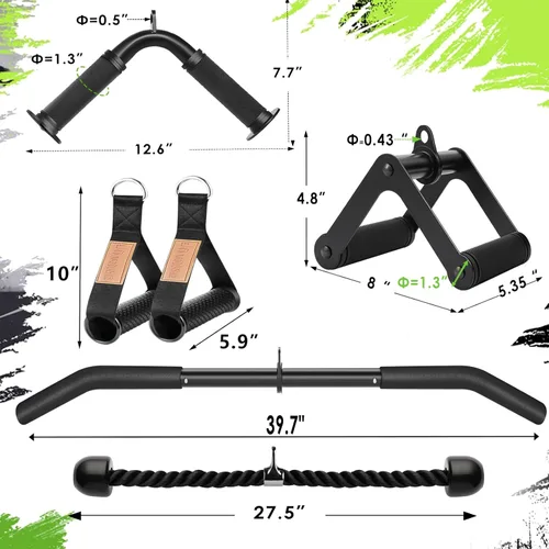 Miniatura 2 de Cable Machine Attachment Set LAT Pulldown Attachments,Cable Machine Accessories for Home Gym Weight Workout Include LAT Pulldown Bar,Double D Bar