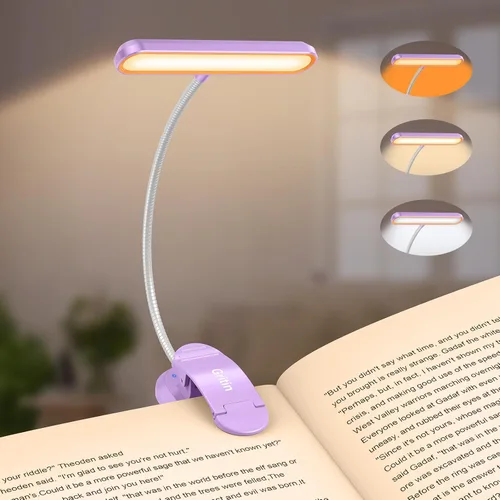 Miniatura 10 de Gritin Luz de Libro Recargable para Leer en la Cama con 19 LED y Función de Memoria - Cuidado de los Ojos, 3 Temperaturas de Color, 5 Niveles