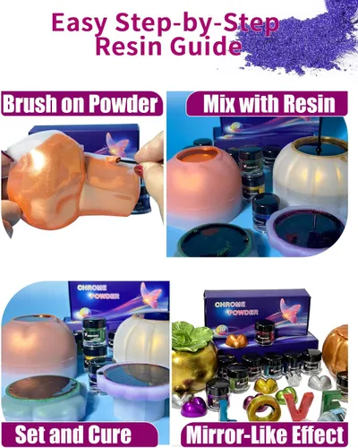 Miniatura 4 de Luckymica Polvo cromado, 10 colores de pigmento cromado espejo metálico, polvo holográfico para uñas, resina epoxi, vasos, slime, manualidades