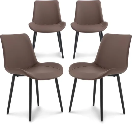 Miniatura 14 de seonyou Juego de 2 sillas de comedor tapizadas de piel sintética de mediados de siglo, cómodas sillas de comedor con marco de metal