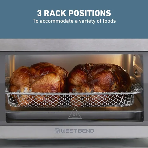Miniatura 5 de Horno freidora de aire West Bend XL de 26 cuartos con controles digitales, puerta de fácil visualización y 24 programas de cocción, incluye nueve