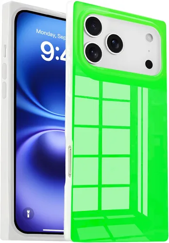 Miniatura 21 de Funda rectangular compatible con iPhone 15 Neon para mujer, diseño de lujo de fluorescencia brillante, flexible, suave, delgada, de gel de goma TPU