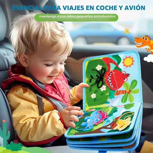 Miniatura 4 de JoyCat Libro Ocupado de Dinosaurios para Niños Pequeños, Tablero Ocupado para Niños de 2, 3, 4 y 5 Años - Juguete de Viaje Libro de Actividades