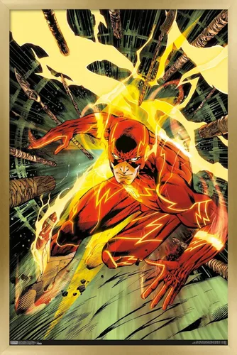 Miniatura 14 de Trends International DC Comics - Póster de pared de The Flash - Spears, 14.725 x 22.375 pulgadas, versión enmarcada de madera de granero