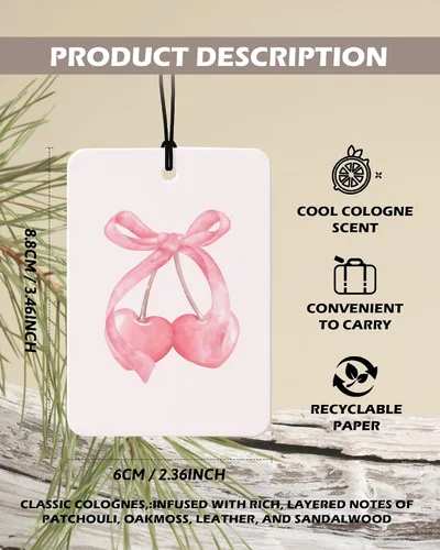 Miniatura 2 de Coquette Girly Western Cologne Ambientador para el Coche 4 Piezas, Ambientador Colgante con Lazo de Vaquera Preparada, Aroma a Cereza, para Coches