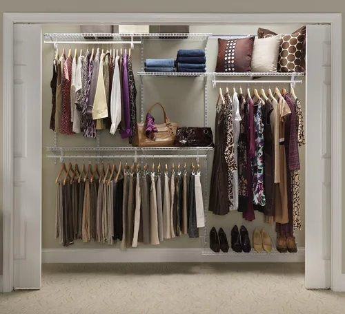 ClosetMaid ShelfTrack - Sistema organizador de alambre para armario, ajustable de 5 a 8 pies, con estantes, barras de ropa, estante para zapatos,