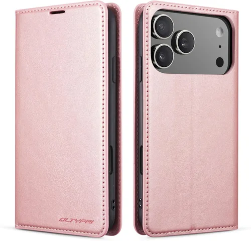 Miniatura 49 de QLTYPRI Funda para iPhone Air, Funda de piel sintética premium TPU parachoques con tarjetero Kickstand adsorción magnética oculta a prueba de golpes