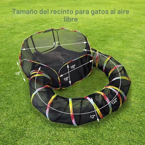 Miniatura 2 de CLKHOWL Recinto para gatos al aire libre, carpas portátiles para gatos para exteriores, sin jaula para exteriores, recinto para mascotas, túnel
