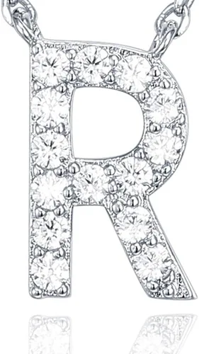 Miniatura 58 de PAVOI 14K White Gold Plated Cubic Zirconia Initial Necklace Letter Dainty Necklaces for Women