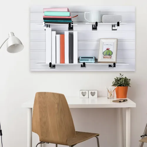 Miniatura 5 de Zonon 24 piezas de soporte de estante de pared de 12 pulgadas, estantes de pared de listones resistentes, ganchos de exhibición, accesorios