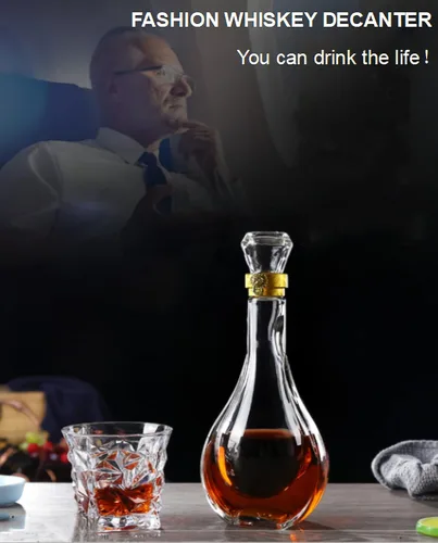 Miniatura 5 de Botella de vidrio de licor, decantador de cristal sin plomo, decantador de whisky de 17 onzas con tapón de vidrio hermético, decantador de alcohol