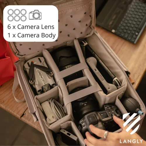 Miniatura 2 de LANGLY Mochila para cámara Sierra: una mochila fotográfica moderna y fácil de viajar, compatible con portátiles de 18 pulgadas y con todo