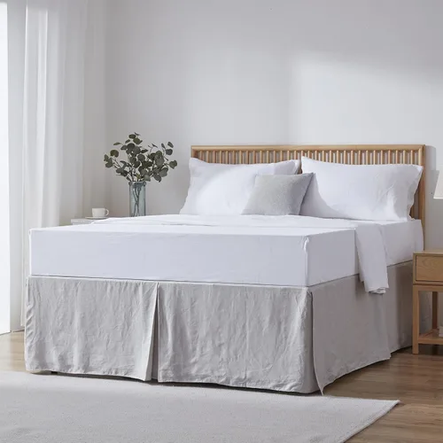 Miniatura 10 de Simple&Opulence - Falda de cama de lino belga con caída a medida de 14 pulgadas, con pliegues, ajuste fácil, transpirable, de lino natural premium