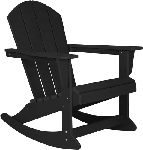 Miniatura 29 de WO Home Furniture Silla Mecedora de Patio al Aire Libre Tradicional HDPE Resistente a los Rayos UV (Negro)
