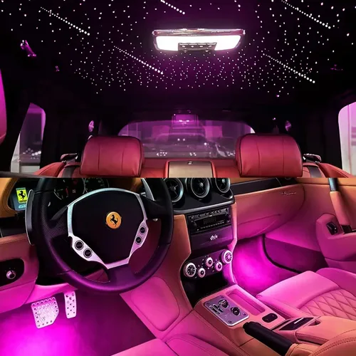 Miniatura 8 de AKEPO 3 en 1 Starlight Headliner Kits: Efecto Meteoro+6W RGBW Fibra Óptica Estrellas Luces+4 Coche Bajo Dash LED Luz, Música Sync App Control Fibras