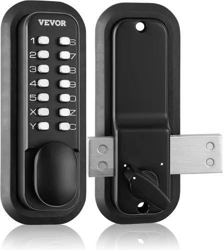 VEVOR Cerradura de puerta de entrada sin llave mecánica, teclado de 14 dígitos, juego de cerraduras de puerta de reja exterior con pestillo de