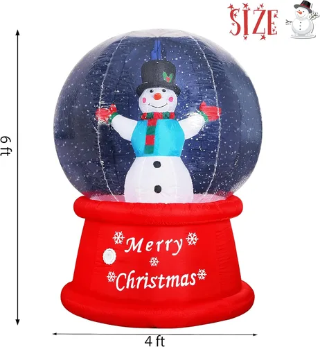 Miniatura 5 de Beyond Your Thoughts Globo de nieve inflable de Navidad de 6 pies con muñeco de nieve de música, soplador de aire con luz LED brillante, decoración