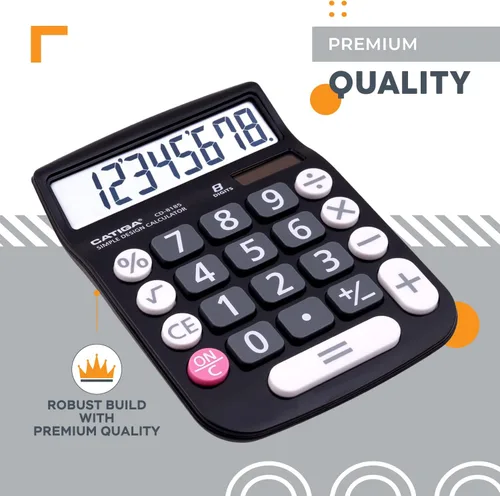 Miniatura 5 de Calculadora básica: Catiga - Calculadora de oficina y estilo doméstico, educativa, adecuada para la escuela, la empresa y uso personal, Negro
