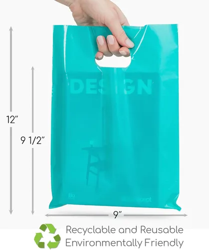 Miniatura 5 de Choice Marts Bolsas de mercancía 200 bolsas de 200 bolsas de color verde azulado y morado de 9 x 12 pulgadas, 1.5 mil de grosor, brillantes con asas