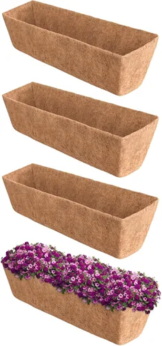 Miniatura 12 de Halatool Paquete de 2 forros de caja de ventana de 24 pulgadas, forro de repuesto de fibra de coco preformada, forros de fibra de coco natural