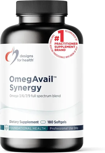 Designs for Health OmegAvail Synergy - Complejo Omega para adultos - Omega 3-6-7-9 ácidos grasos de borraja y aceite de macadamia + aceite de