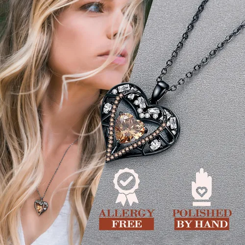 Miniatura 88 de Collar de cristal de 5 corazones, chapado en oro rosa de 18 quilates, colgante con cadena de plata de ley 925 de 18 + 2 pulgadas, joyería de piedra