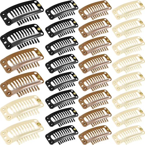 Miniatura 6 de WILLBOND - 30 piezas de broches para extensiones de cabello de 32 mm con 9 dientes, broches para pelucas, peine pequeño, accesorios de peluca