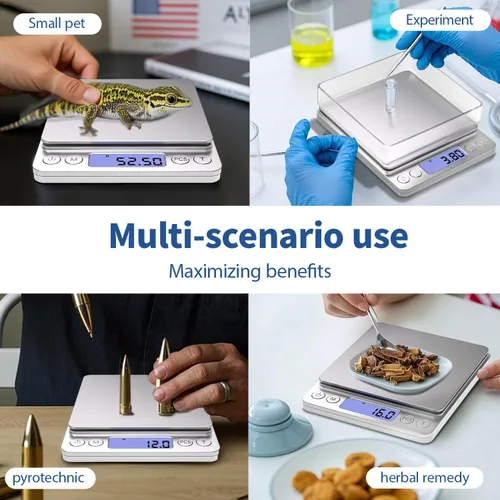 Miniatura 7 de Báscula digital pequeña para alimentos, 17.64 oz por 0.00 oz/0.001 onzas, peso preciso, báscula de cocina multifunción MEIYA para joyas