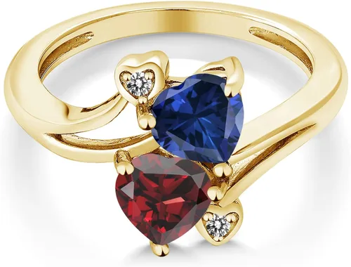 Miniatura 3 de Gem Stone King Anillo de compromiso de oro amarillo de 10 quilates personalizado y personalizado para construir tu propia piedra natal de 2 piedras