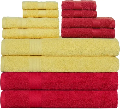 Miniatura 6 de Ample Decor Juego de 12 toallas de baño de 600 GSM, 100% algodón, 4 toallas de baño, 4 toallas de mano, 4 paños de lavado, absorbentes y suaves