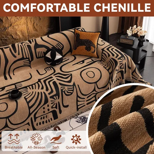 Miniatura 293 de VClife Fundas de sofá bohemio de felpilla para sofá seccional, fundas de sofá suaves y antideslizantes para sofá de 2 cojines, protector de muebles