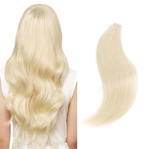 Miniatura 10 de Sixstarhair Extensiones de cabello con cinta adhesiva, color marrón claro, mezclado con rubio ceniza, sin costuras, lacio, 18 pulgadas, 1.76 onzas