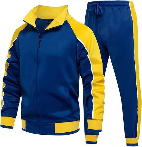 DUOFIER Conjunto deportivo para hombre, sudadera con cremallera completa, pantalones deportivos cálidos, ropa de entrenamiento para gimnasio