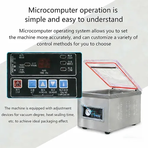 Miniatura 7 de Commercial Chamber Vacuum Sealer, Stainless Steel Food Packaging Machine, Powerful Automatic Sealing for Meat, Fish & Sous Vide - Professional