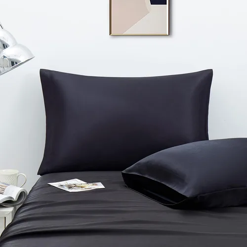 Ersmak Juego de 2 fundas de almohada de satén estándar, ultra suaves y sedosas para cabello y piel, resistentes a las arrugas a la decoloración con